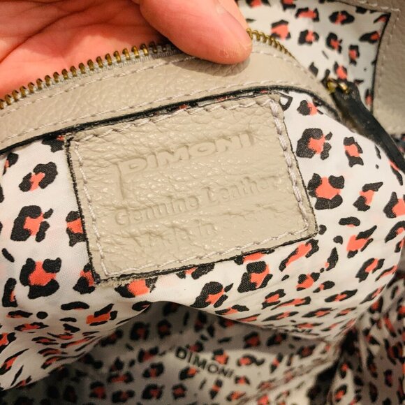 Vintage Dimoni Grey Leather Chevron Cross Body Designer Handbag - Picture 13 of 16